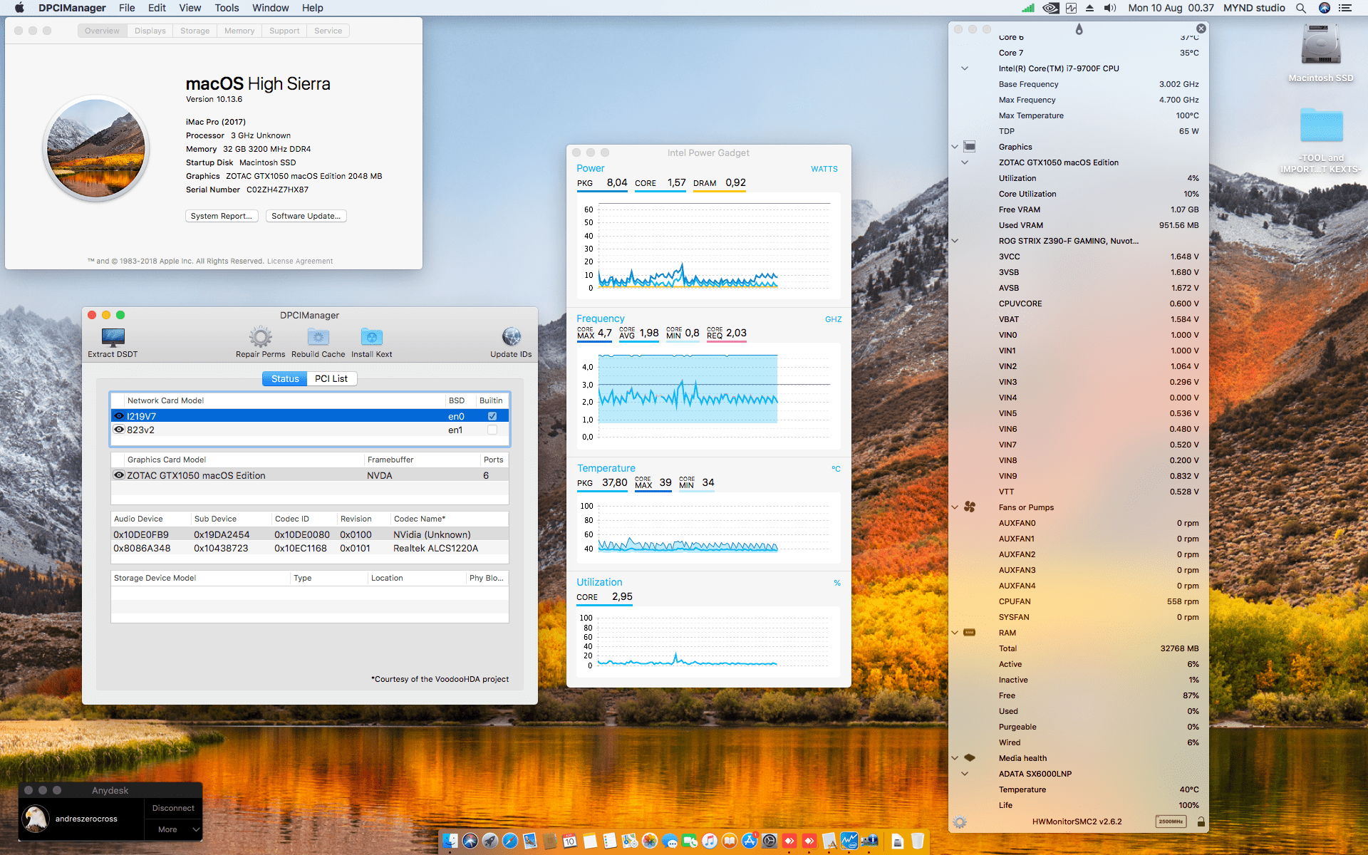 Success Hackintosh macOS High Sierra 10.13.6 Build 17G66 in Asus ROG Strix Z390-F Gaming + Intel Core i7 9700F + Zotac GTX 1050